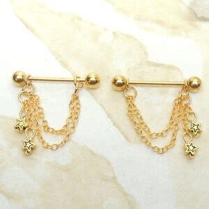 star nipple rings|Star Nipple Rings You Choose Gold or Silver, 14g Chain Dangle .